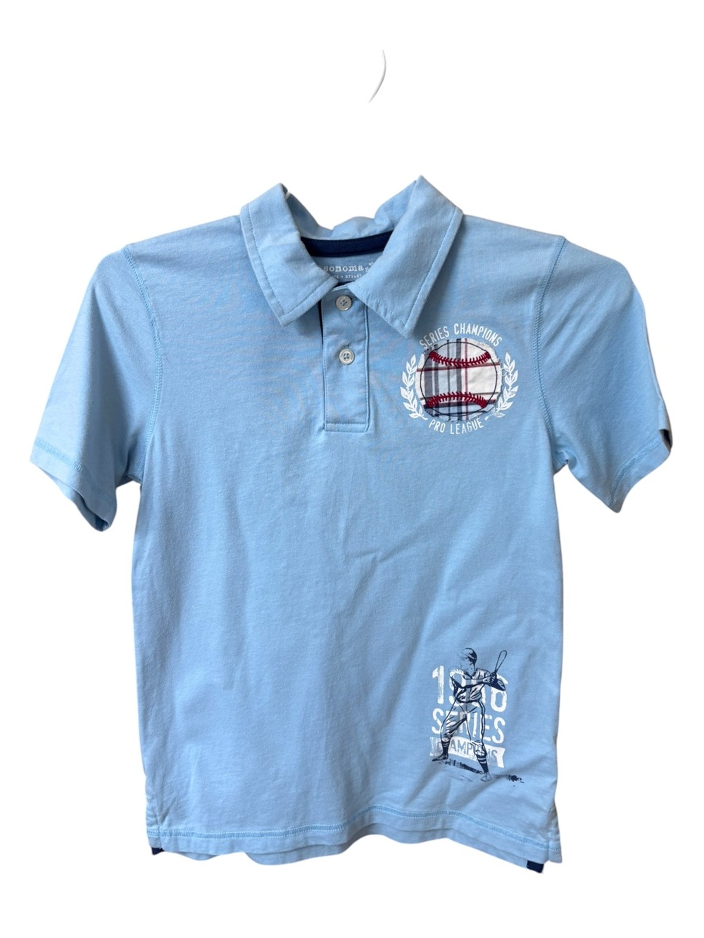 Sonoma Boys XL 7X Blue Baseball Polo Shirt 100% Cotton EUC